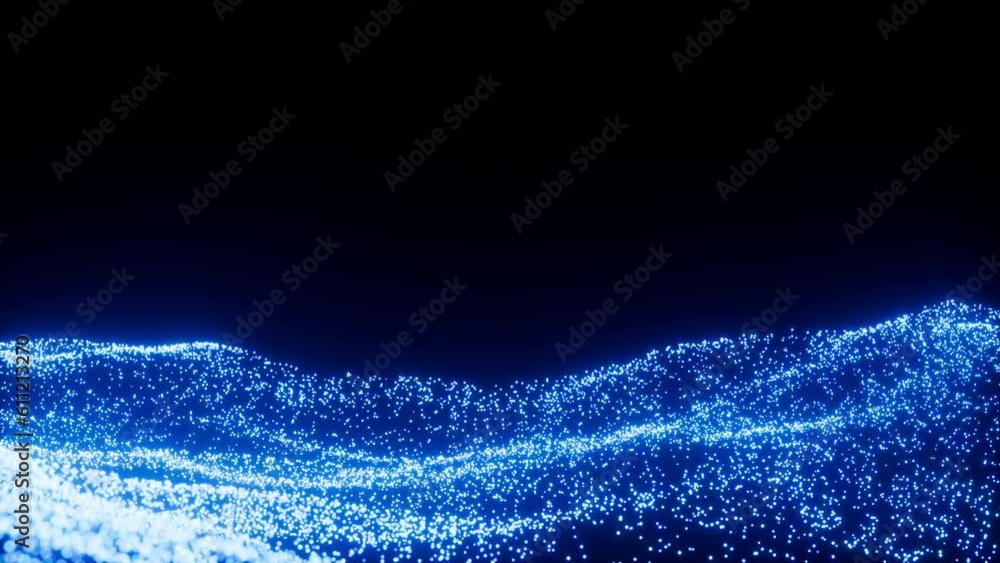 Poster abstract glowing particles, 3d rendering.