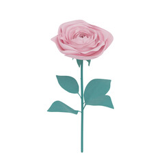 ヴィンテージ風の質感のピンクの一輪のバラのCGイラスト