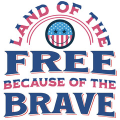 Land of the free. 4th of July  quote retro PNG sublimation printable design for t shirt, mug, card, tumbler etc. 