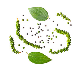 black peppers and leaf on transparent png