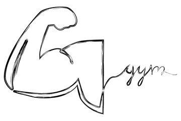 Fototapeta premium Muscle Man - Line Art 01 07A