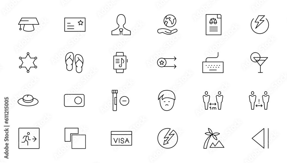 Poster set of thin line web icon set, simple outline icons collection, pixel perfect icons, simple vector i