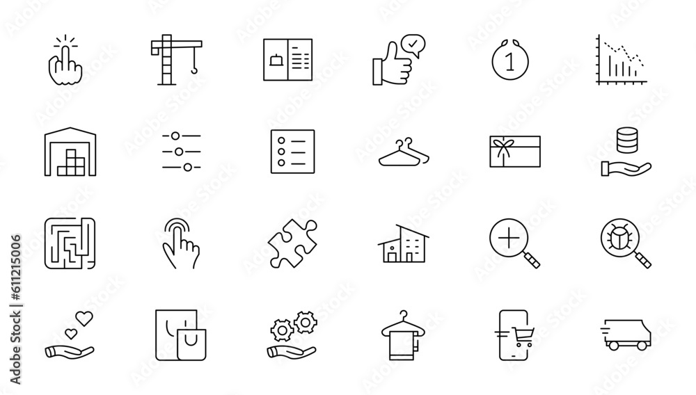 Poster set of thin line web icon set, simple outline icons collection, pixel perfect icons, simple vector i