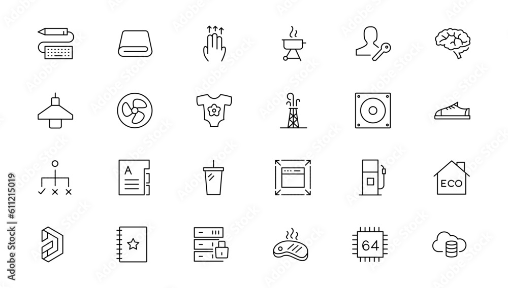 Poster set of thin line web icon set, simple outline icons collection, pixel perfect icons, simple vector i