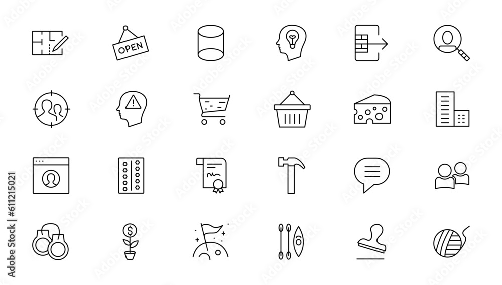 Poster set of thin line web icon set, simple outline icons collection, pixel perfect icons, simple vector i