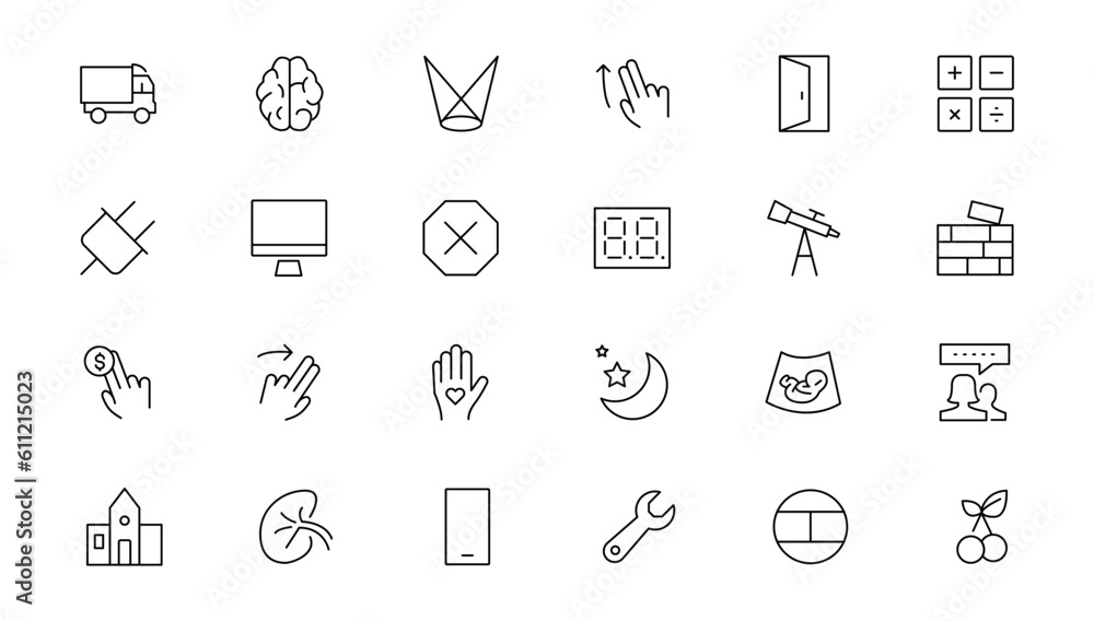 Poster set of thin line web icon set, simple outline icons collection, pixel perfect icons, simple vector i
