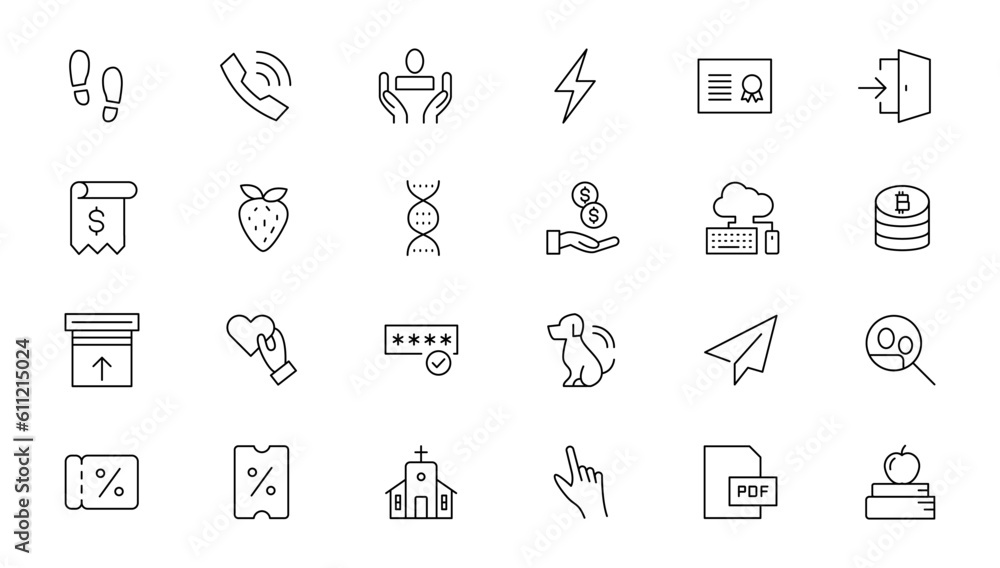 Poster set of thin line web icon set, simple outline icons collection, pixel perfect icons, simple vector i