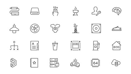 Set of thin line web icon set, simple outline icons collection, Pixel Perfect icons, Simple vector illustration