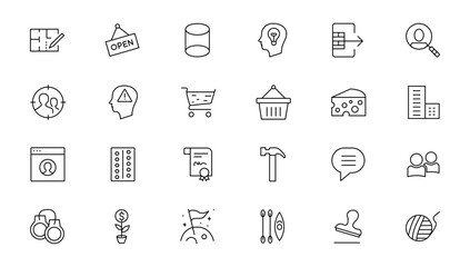 Set of thin line web icon set, simple outline icons collection, Pixel Perfect icons, Simple vector illustration