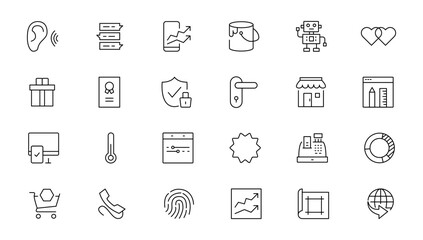 Set of thin line web icon set, simple outline icons collection, Pixel Perfect icons, Simple vector illustration