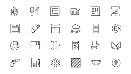 Set of thin line web icon set, simple outline icons collection, Pixel Perfect icons, Simple vector illustration