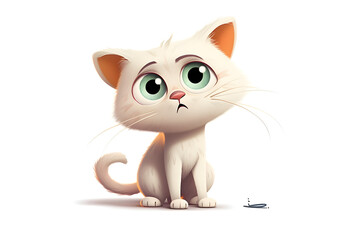 Obraz premium Cute cat illustration, Generative AI