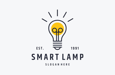  Smart lamp logo vector icon illustration hipster vintage retro .