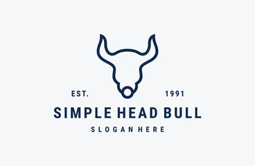 Head bull logo vector icon illustration hipster vintage retro .