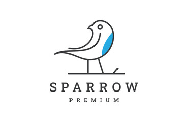 Fototapeta na wymiar line art sparrow bird logo vector illustration design .