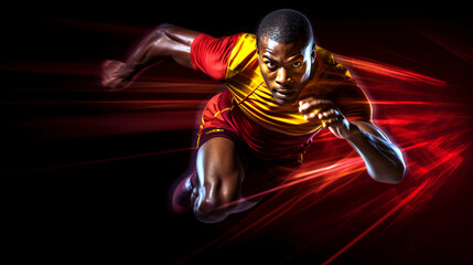 Fototapeta na wymiar Rapid Velocity: Athletic Man in Motion