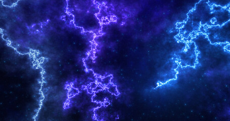 Abstract futuristic background with blue and purple multi-colored energy magic lines and waves of cosmic patterns
