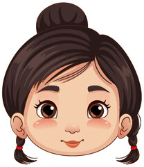 Cute Asian girl head cartoon
