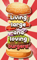 Living large and loving burgers icon cartoon