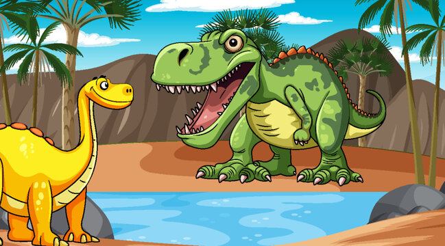 Tyrannosaurus in prehistoric scene