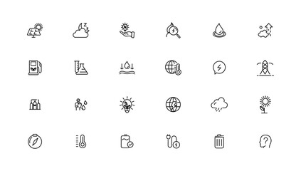 Environment and nature linear icons collection.simple outline icons collection, Pixel Perfect icons, Simple vector illustration