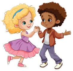 Kids Different Races Dancing Together