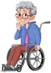Old Woman Sitting on Wheelchair