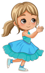 Fototapeta premium Little Girl in Beautiful Dress Vector