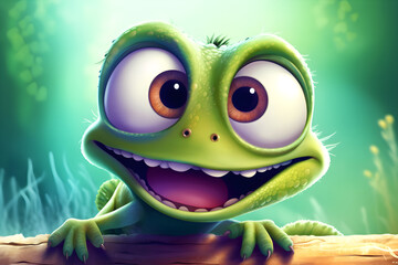 Obraz premium cute lizard illustration, Generative AI
