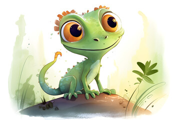 Obraz premium cute lizard illustration, Generative AI