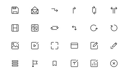 Ui UX icon set, Web and mobile user interface icon set collection.Outline icon.