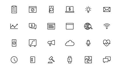 Business and Finance line icons set. Businessman outline icons collection. Money, investment, teamwork, meeting, partnership, meeting, work success.Outline icon .