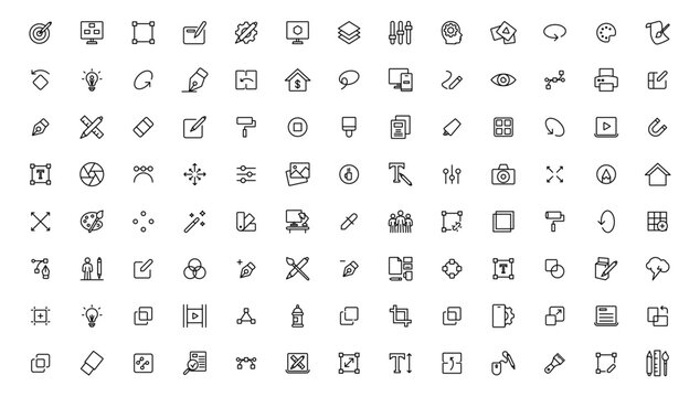  Graphic Design related icon . Outline icon.