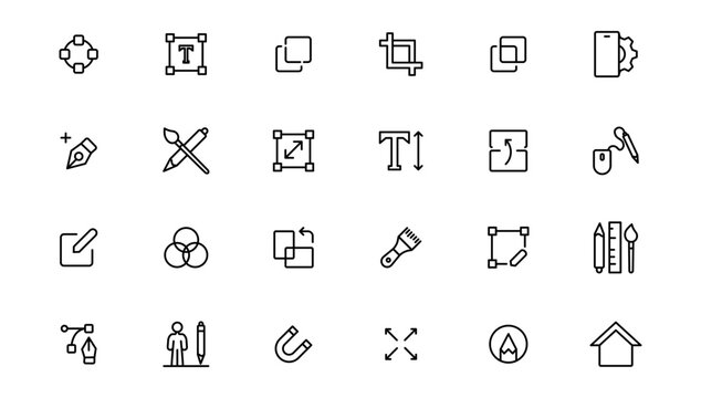  Graphic Design related icon . Outline icon.