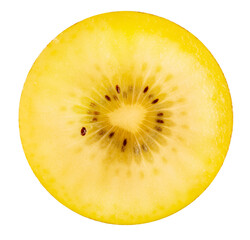 Half of Kiwi fruit on White background, Slice Golden Kiwi isolae on white with clipping path.