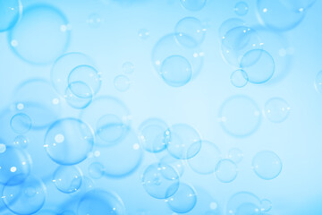 Beautiful Transparent A Blue Soap Bubbles. Abstract Background. Celebration Festive Backdrop. Freshness Soap Suds Bubbles Water	
