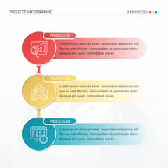 Infographic process design with icons and 3 options or steps.