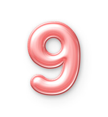 9 Number Balloon Pink