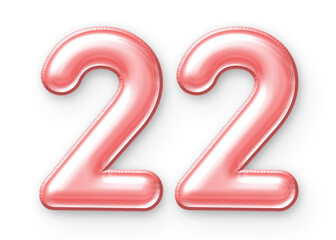 22 Number Balloon Pink