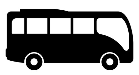 Bus symbol illustration, black on white background