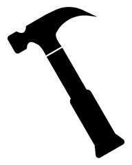 Hammer icon illustration, black on white background