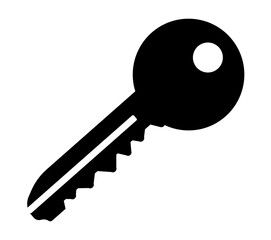 Key icon illustration, black on white background