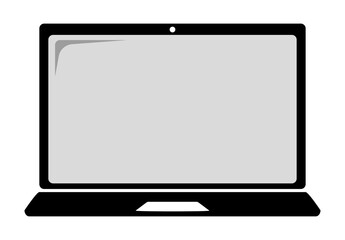 Laptop icon illustration, black on white background