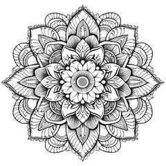 abstract mandala flower coloring page design