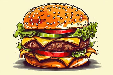 Burger Illustration Food Illustration generative AI