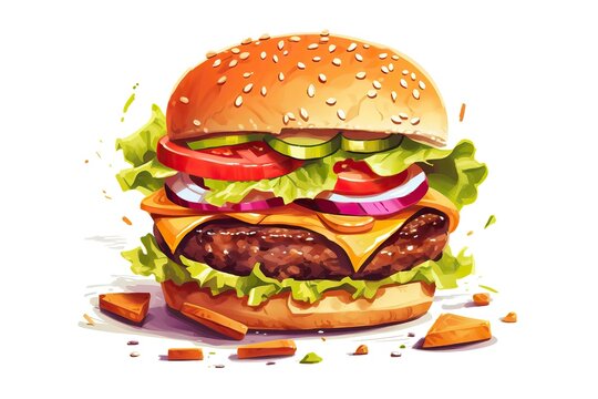 Burger Illustration Food Illustration generative AI