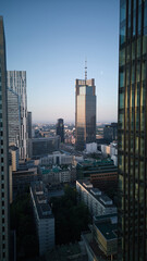 Fototapeta na wymiar Warsaw skyline in the morning sun.