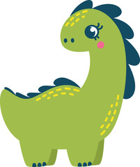 Cute vector illustration. A little baby dinosaur. Cute brachiosaurus. 
