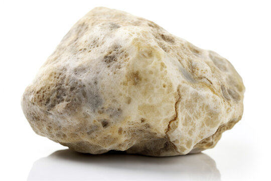 Cacholong. Natural gemstone on the white background.  Generative AI.