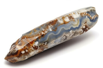 Needle agate. Natural gemstone on the white background.  Generative AI.
